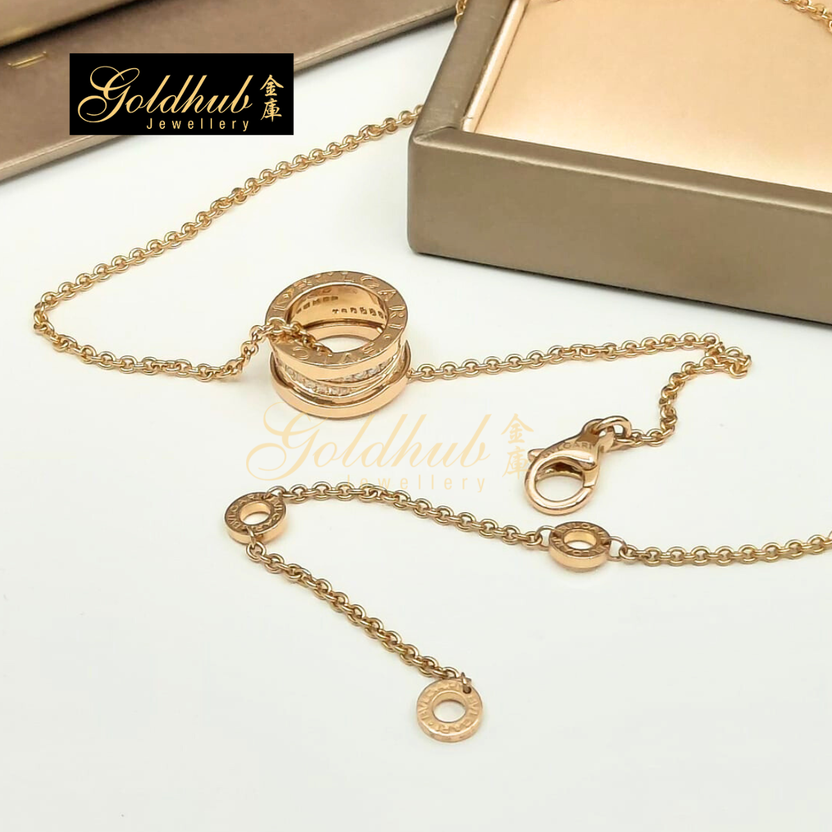 Bvlgari B.zero1 Design Legend Diamonds Necklace in Rose Gold