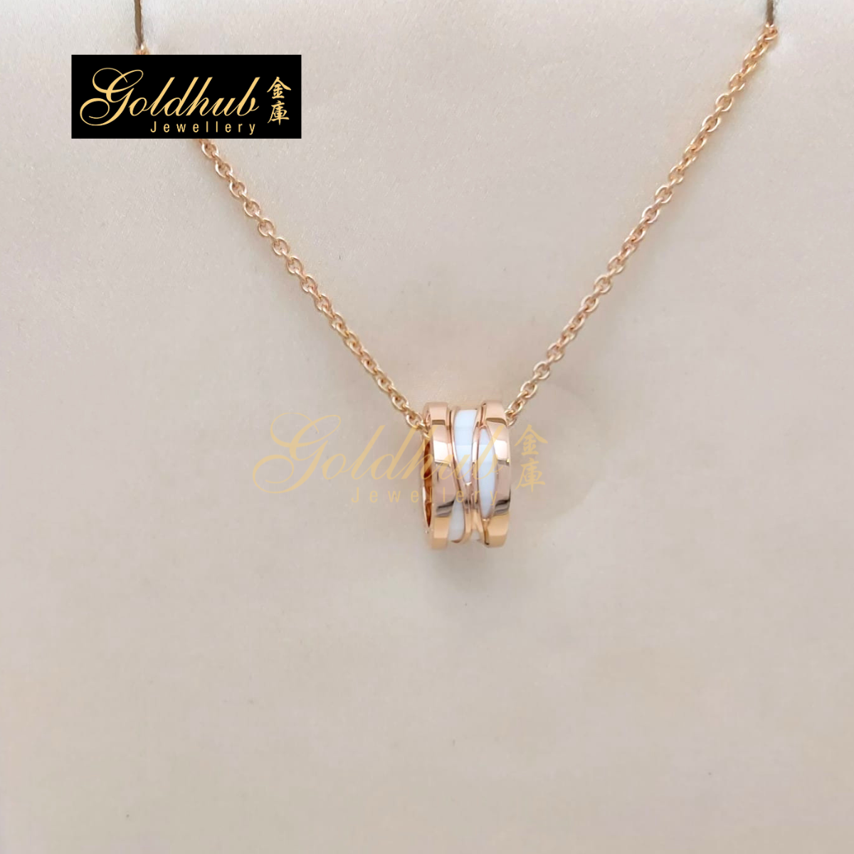 Bvlgari B.zero1 Design Legend White Ceramic Necklace in Rose Gold