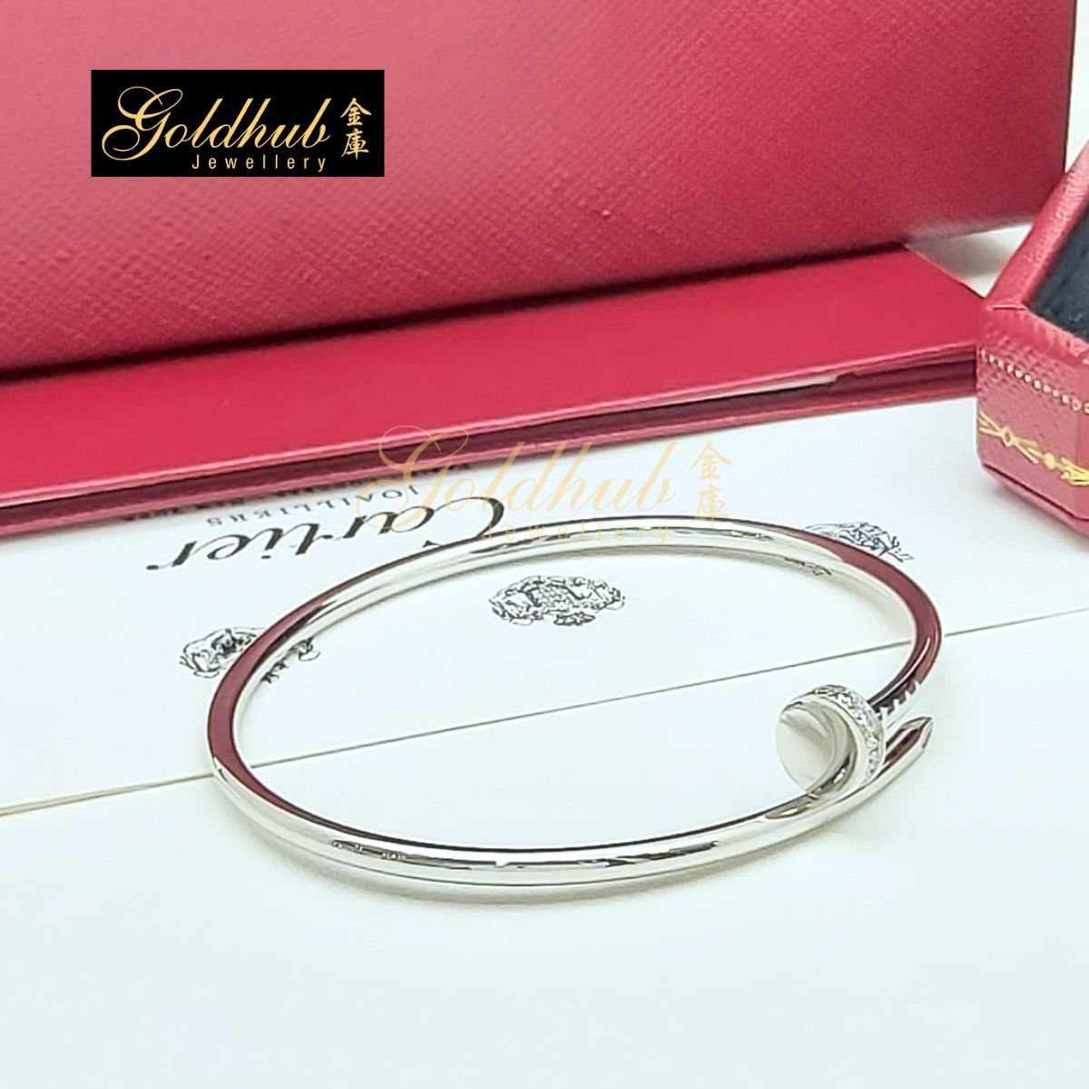 Cartier Juste Un Clou Bracelet, Small Model, Diamonds in White Gold, Size 16