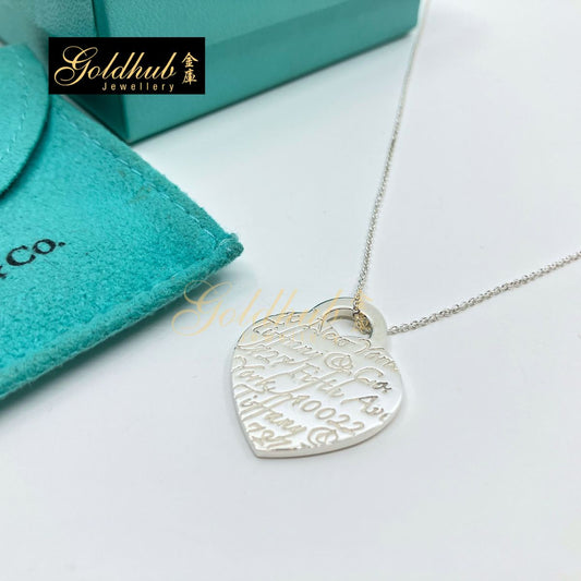 Tiffany & Co. Fifth Avenue Notes Medium Heart Necklace in Silver