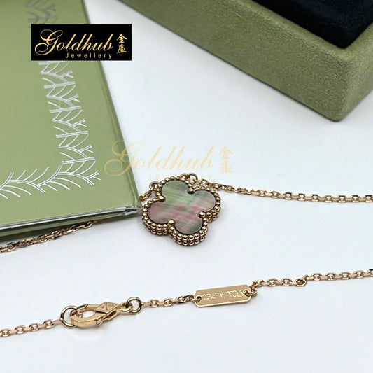 Van Cleef & Arpels Vintage Alhambra Pendant, Grey Mother-Of-Pearl in Rose Gold