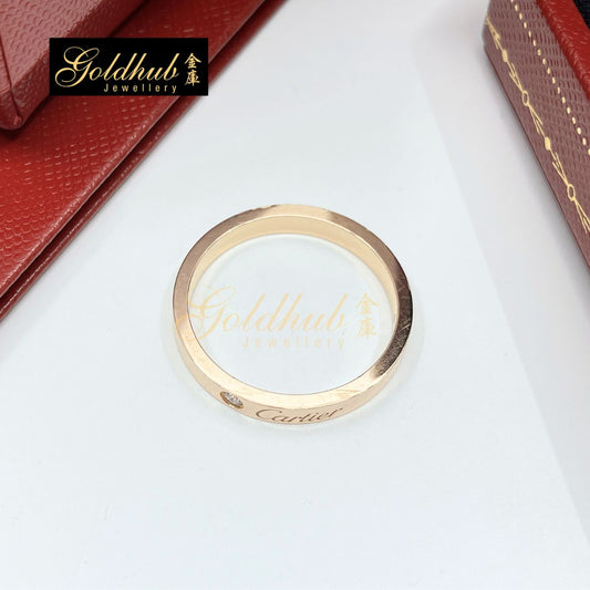 Cartier C de Cartier Wedding Band, 3 mm Width, 1 Diamond in Rose Gold, Size 60