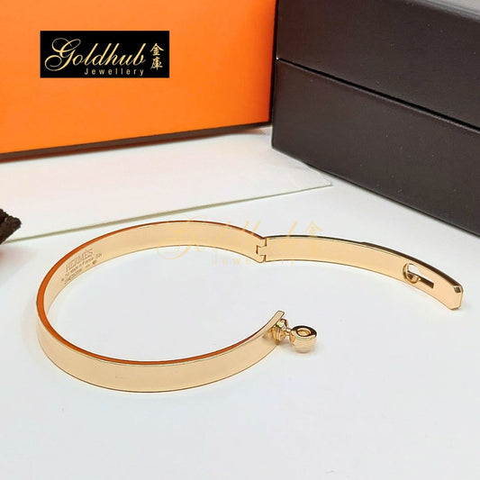 Hermes Kelly Bracelet, Small Model, 4 Diamonds in Rose Gold, Size SH