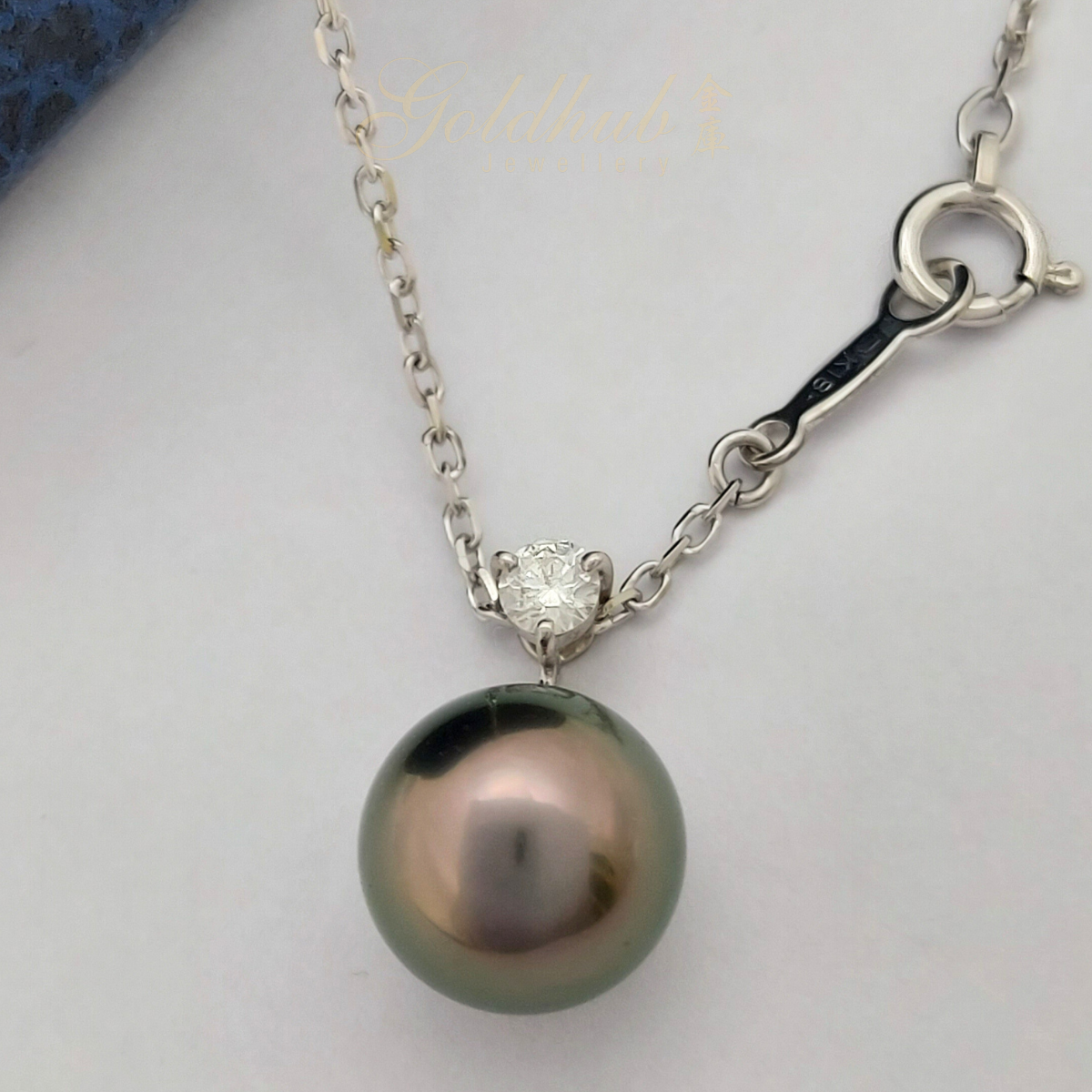 18k Pre-loved Mikimoto Diamond Black South Sea Pearl Necklace in White Gold