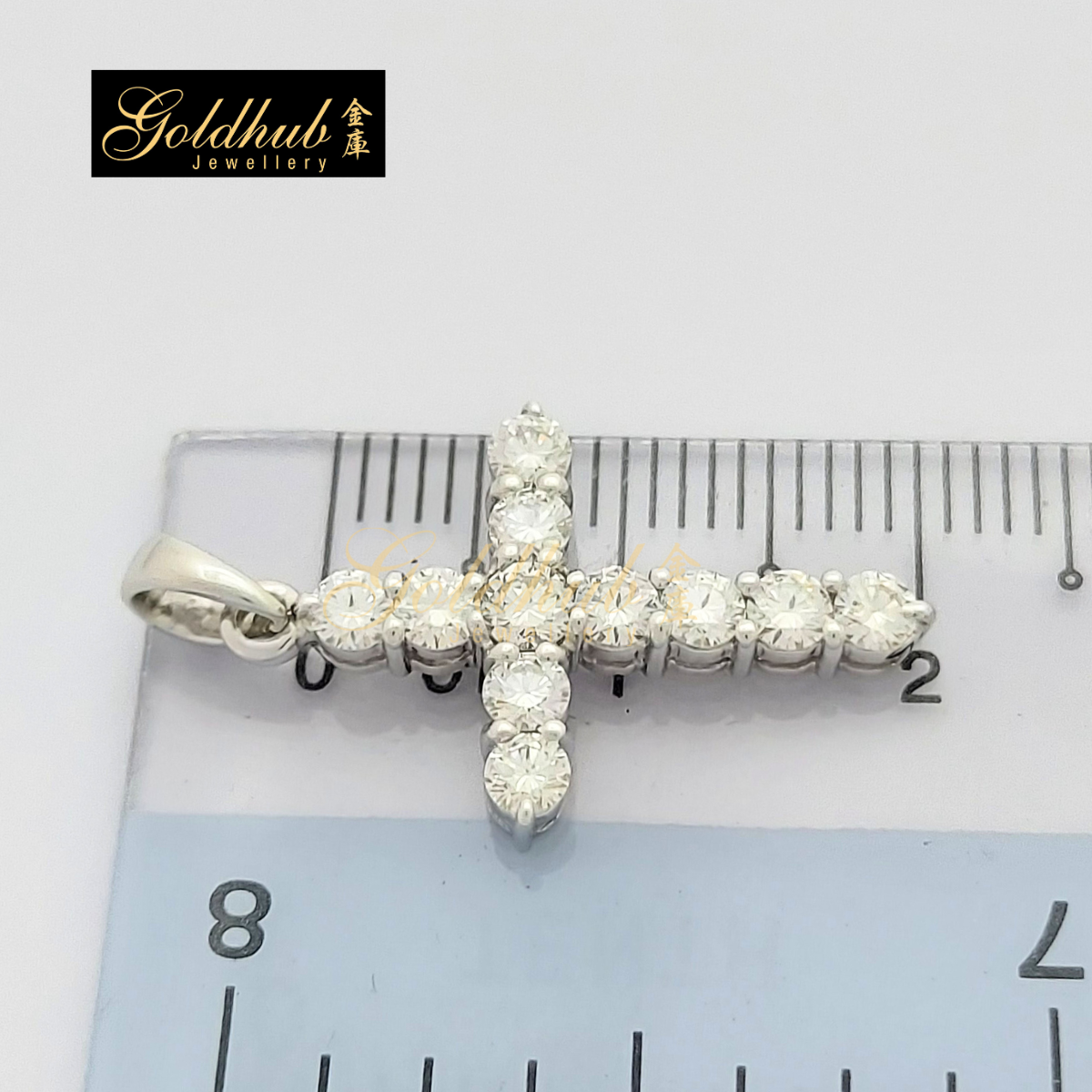 Cross Diamond Pendant in White Gold
