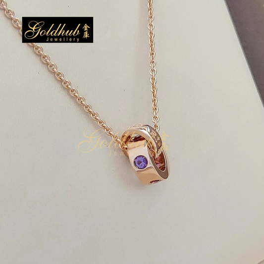 Bvlgari Bvlgari Essential Round Tourmaline & Amethyst Necklace in Rose Gold