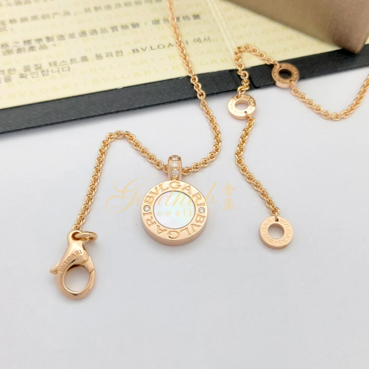 Bvlgari Bvlgari Necklace with Mother-of-pearl, Onyx and Diamonds in Rose Gold