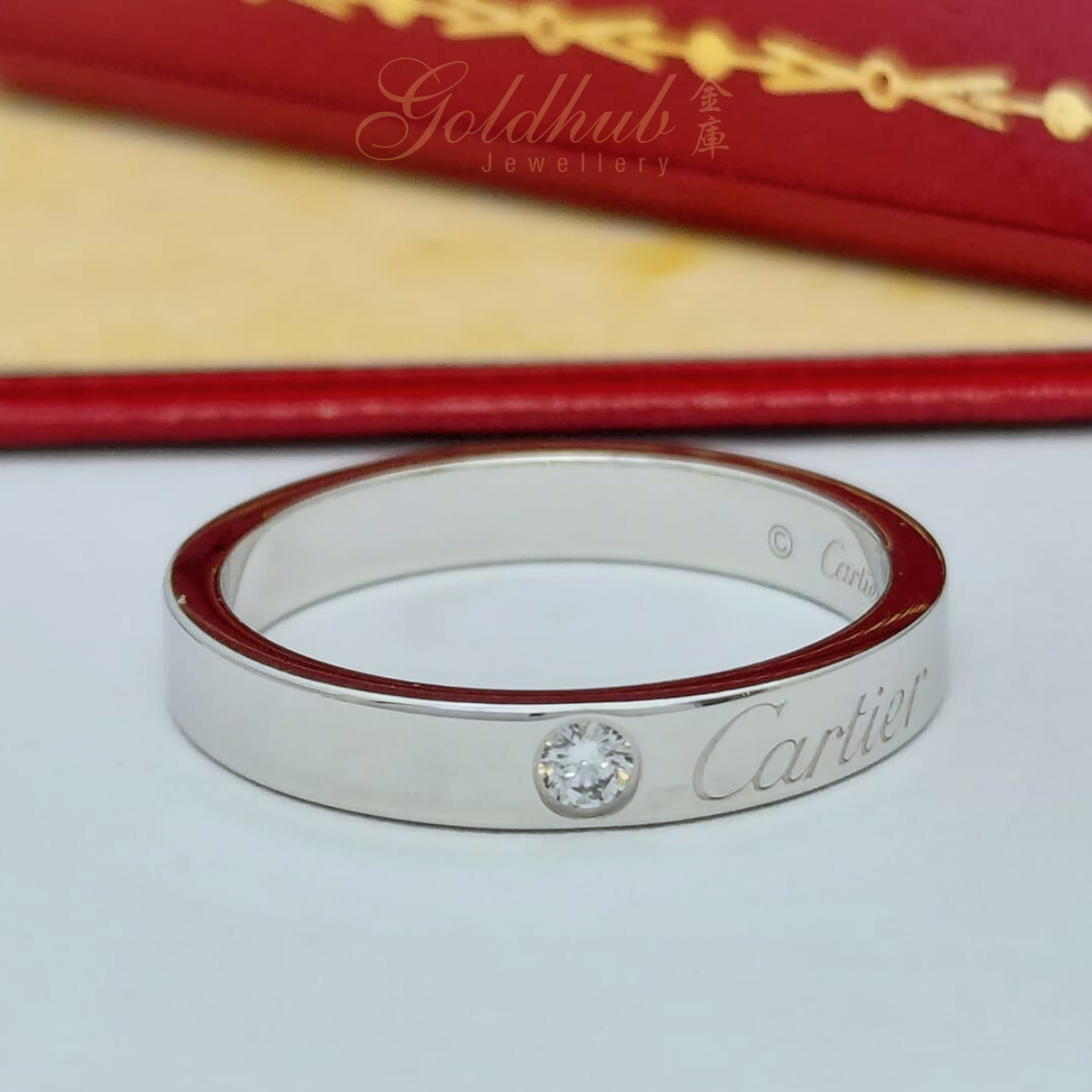Cartier C De Cartier Diamond Wedding Ring in Platinum, Size 50