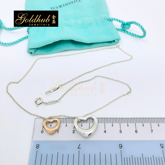 Tiffany & Co. Elsa Peretti Open Heart Pendant in Silver and Rose Gold