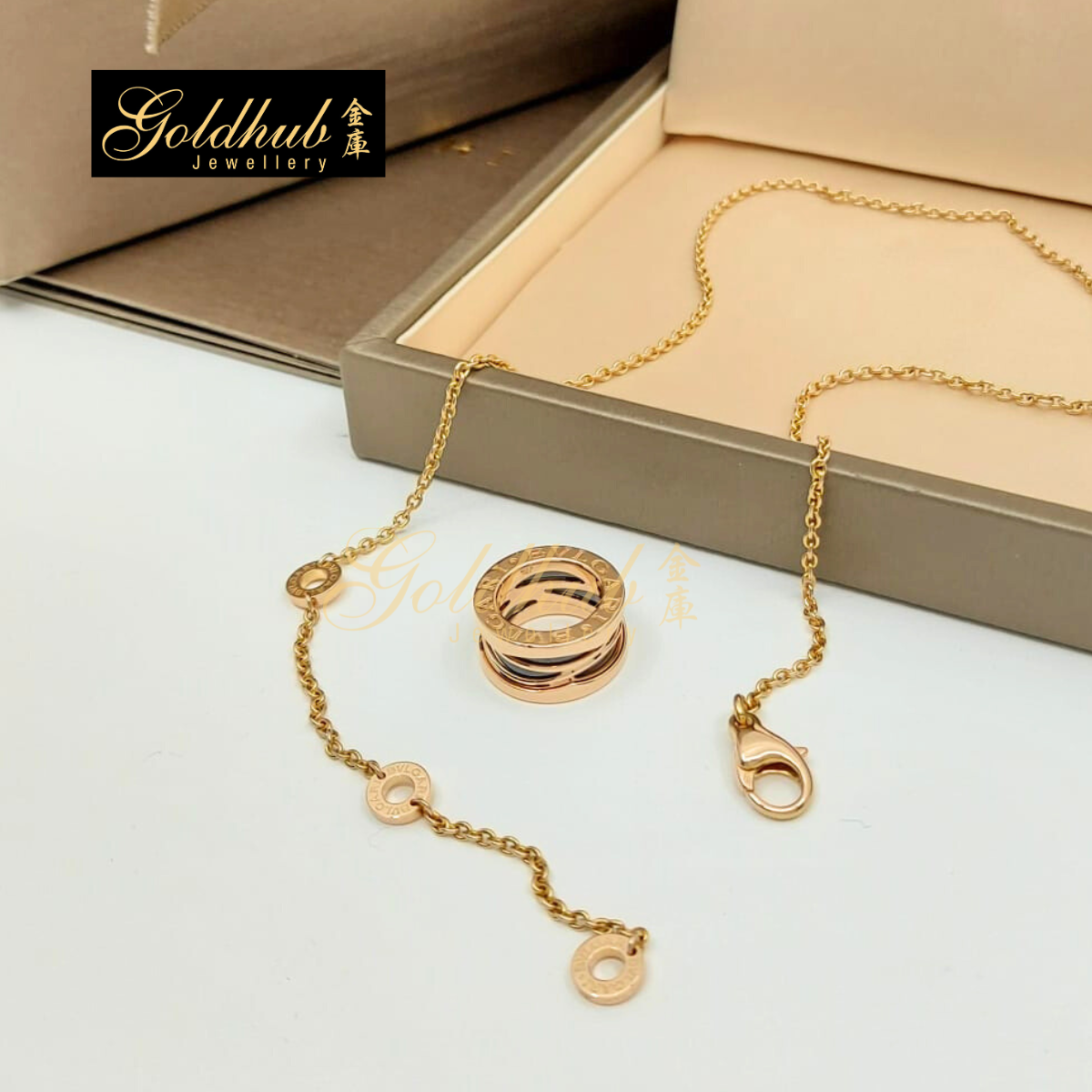Bvlgari B.zero1 Design Legend Black Ceramic Necklace in Rose Gold