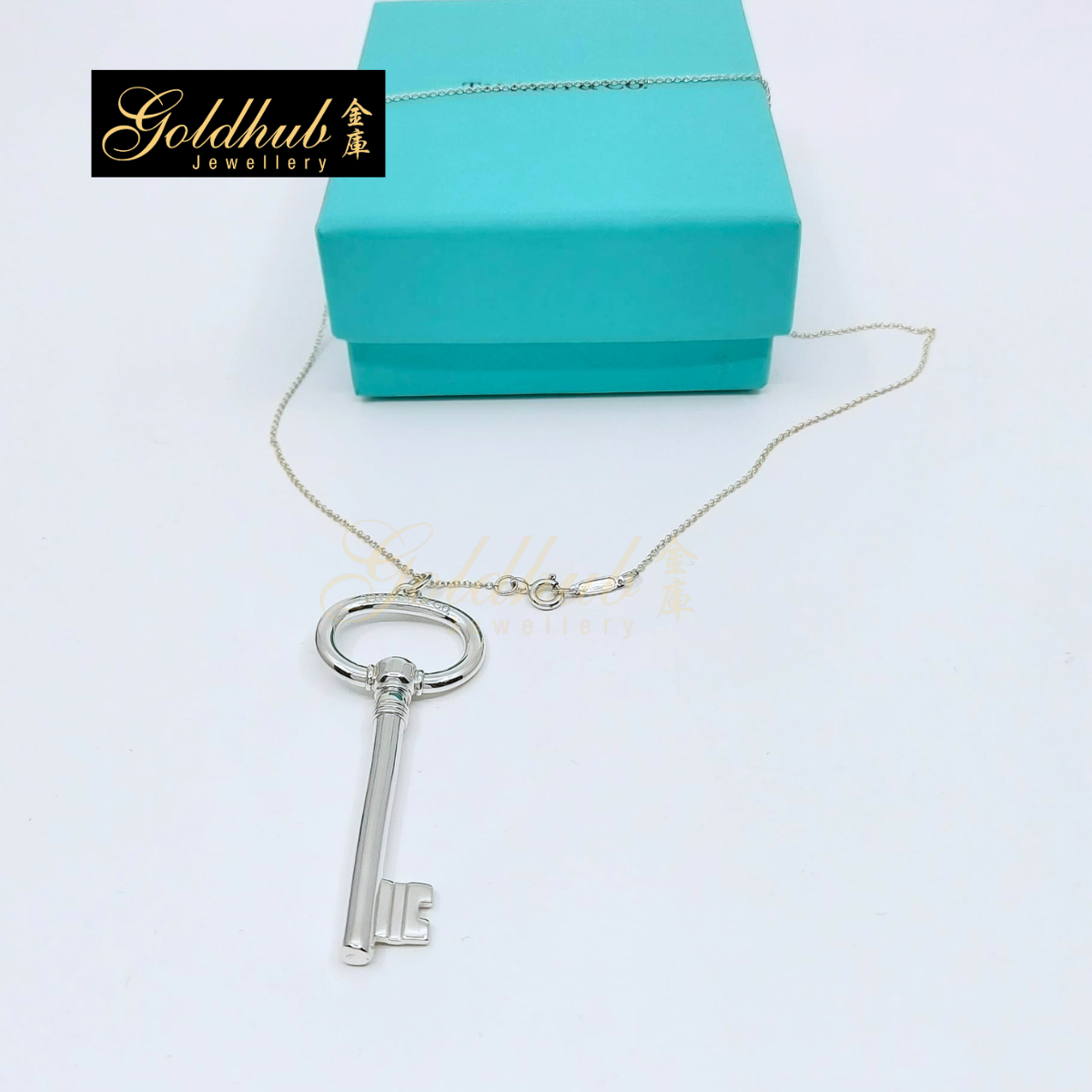 Tiffany & Co Vintage Large Oval Key Pendant and Chain in Silver