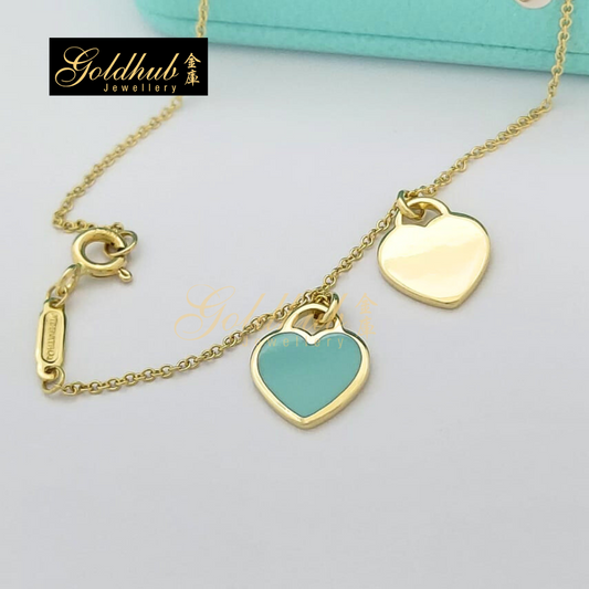 Return to Tiffany Mini Double Heart Tag Pendant Necklace with Tiffany Blue Enamel, 45cm