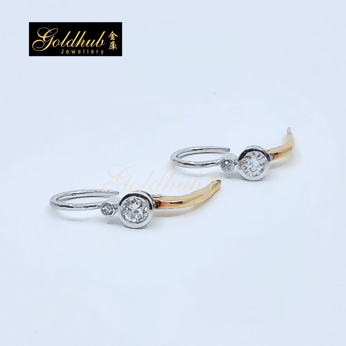 Diamond Earrings in White and Rose Gold