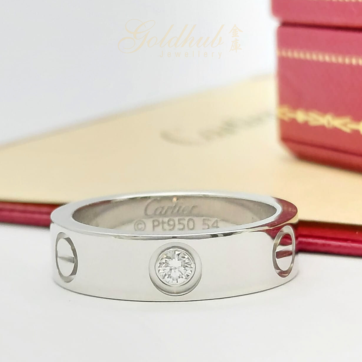 Cartier Love Diamond Ring in Platinum, Size 54