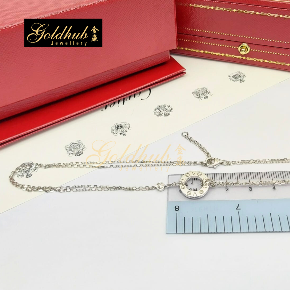 Cartier Love Necklace, 2 Diamonds in White Gold
