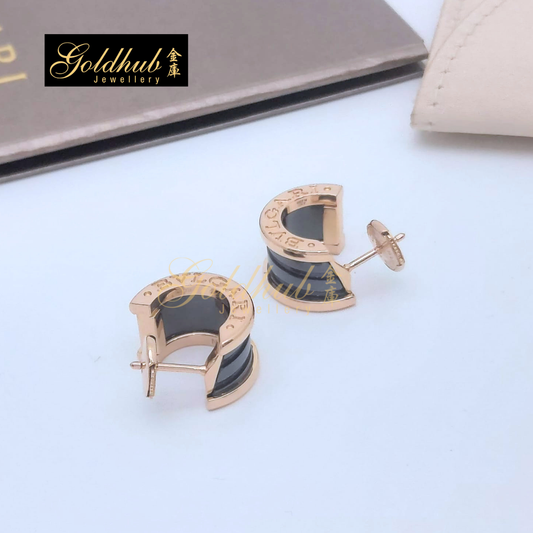 Bvlgari B.zero1 Black Ceramic Earrings in Rose Gold