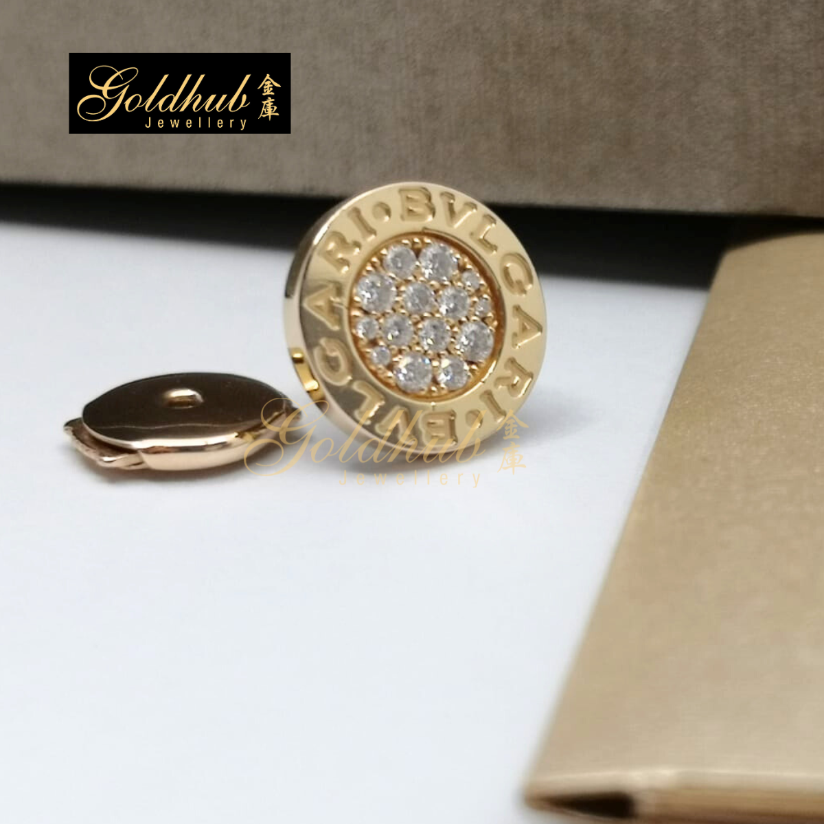 Bvlgari Bvlgari Single Earring with pave diamonds in Rose Gold