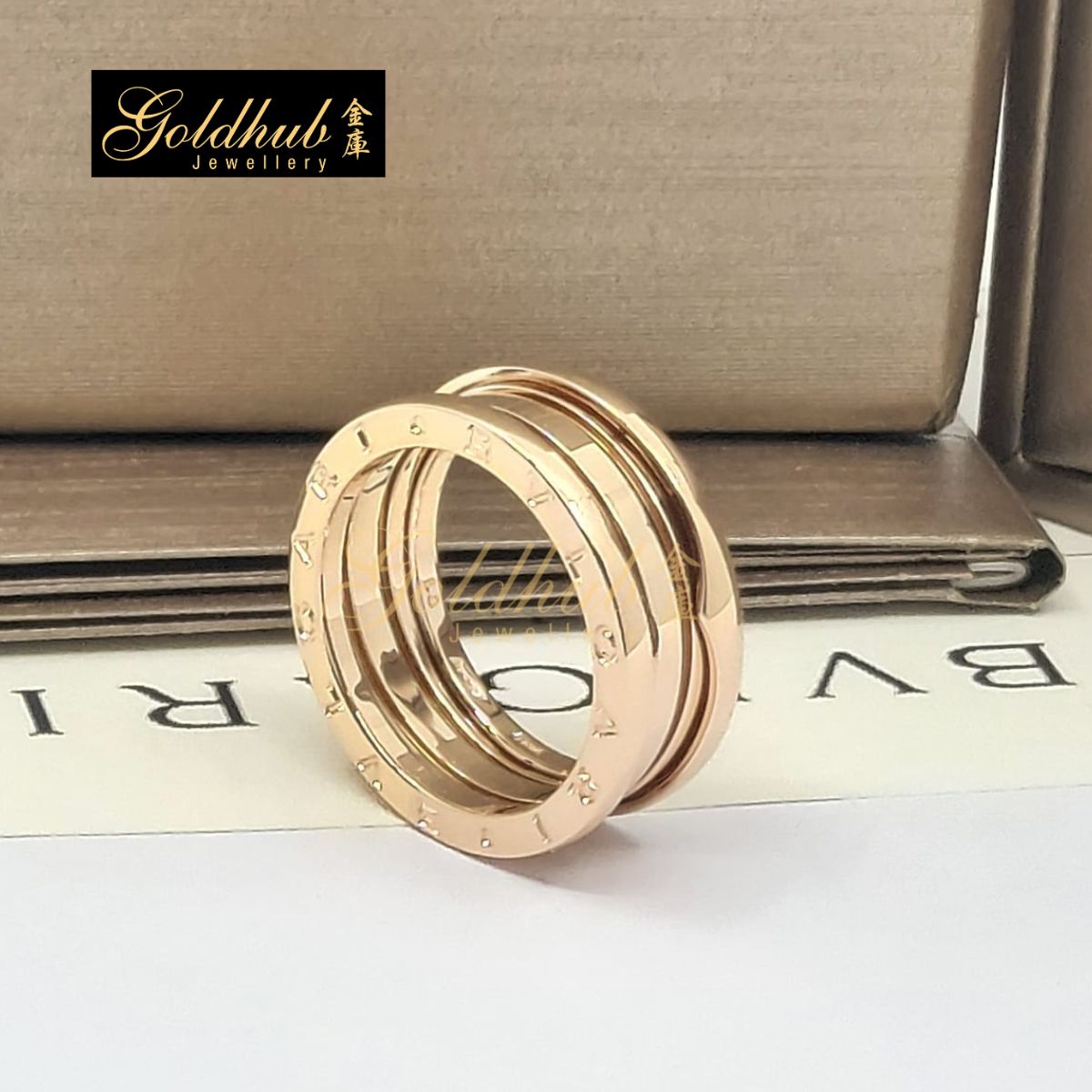 Bvlgari B.zero1 3 Band Ring in Rose Gold, Size 60