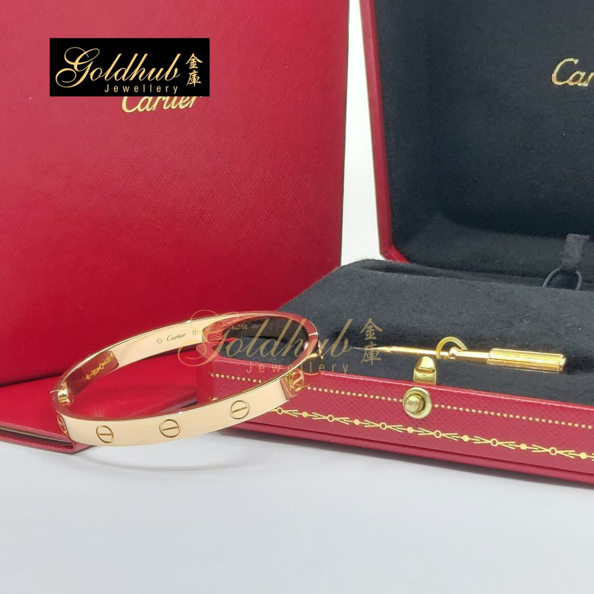 Cartier Love Bracelet, Classic Model in Rose Gold, Size 17