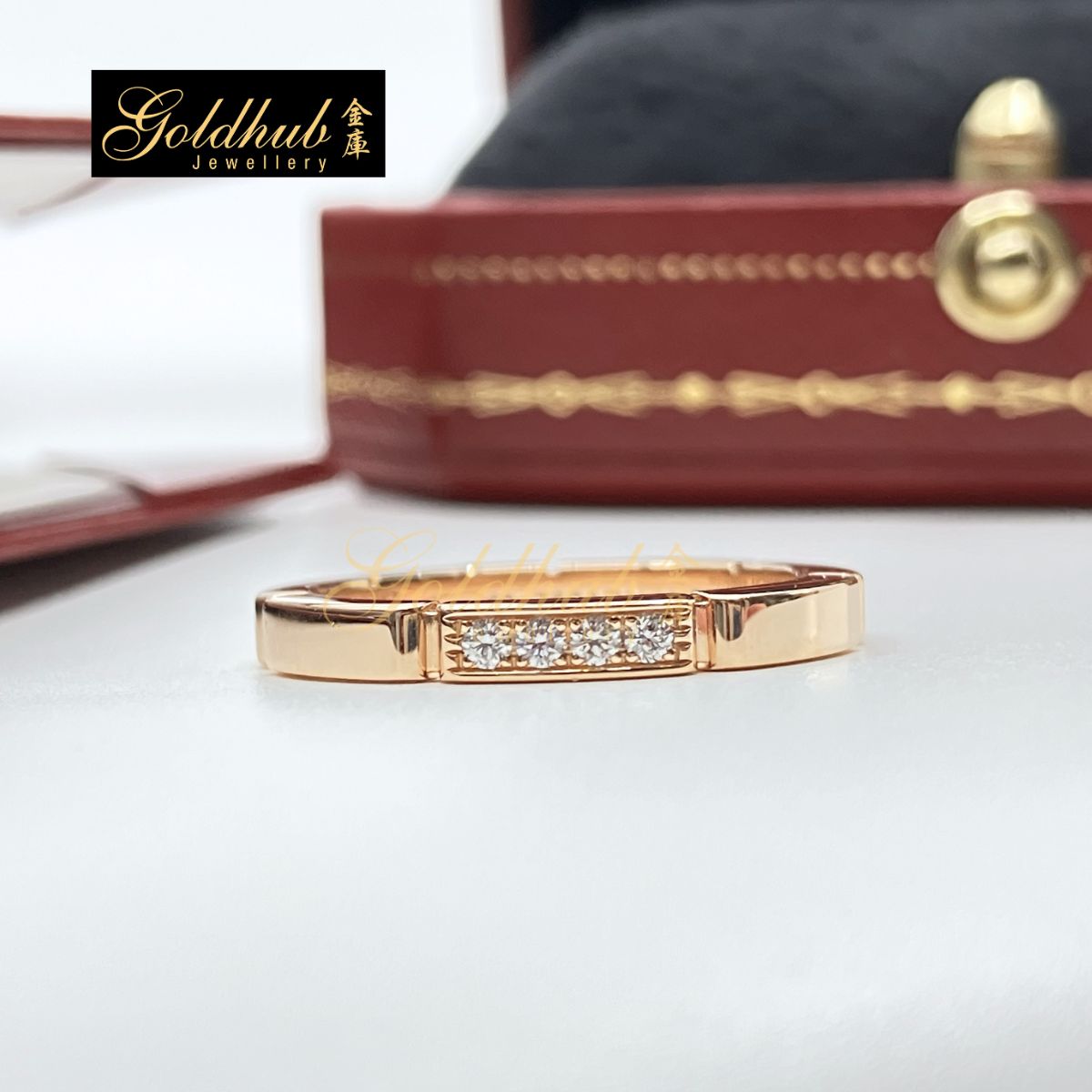 Cartier Maillon Panthere Wedding Ring, 4 Diamonds in Rose Gold, Size 52