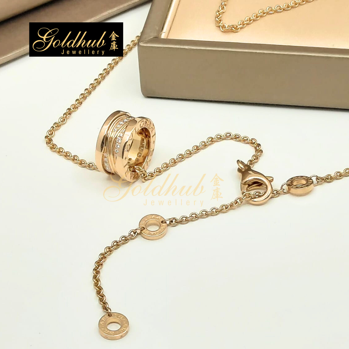 Bvlgari B.zero1 Design Legend Diamonds Necklace in Rose Gold