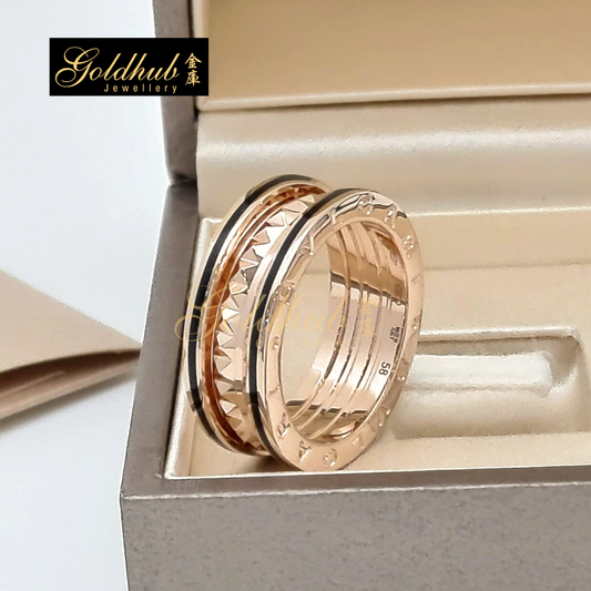 [Reserved] Bvlgari B.zero1 Rock 2 Band with Black Ceramic Ring in Rose Gold, Size 58