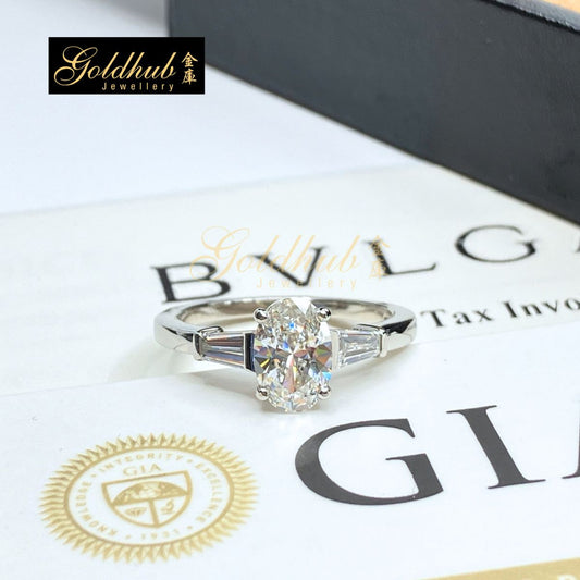 Bulgari Griffe Ring, 1.00ct Oval Brilliant Solitaire Diamond in Platinum, Size 51