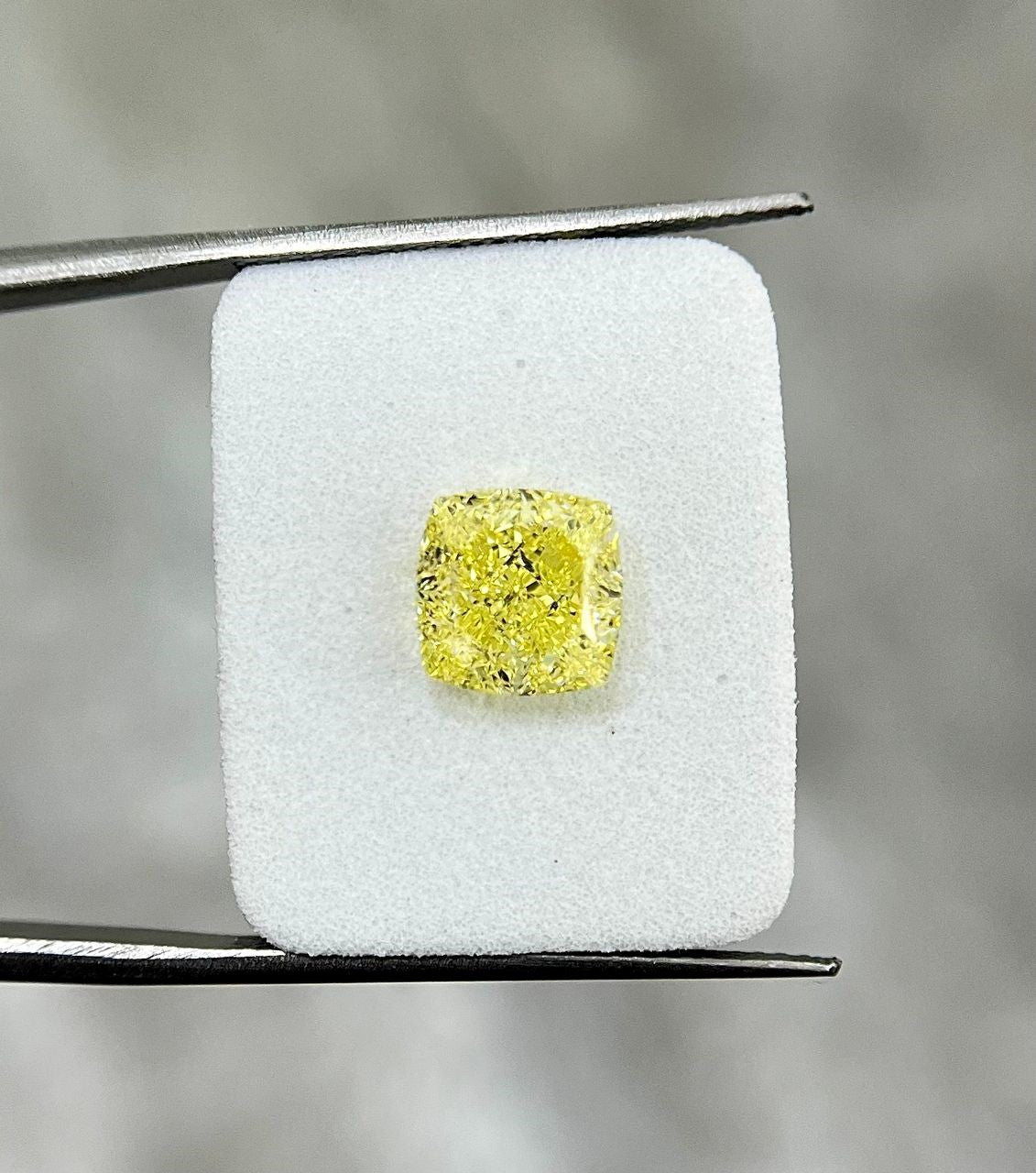 2.4 Carat Fancy Intense Yellow VVS2 Cushion Cut Diamond 9974