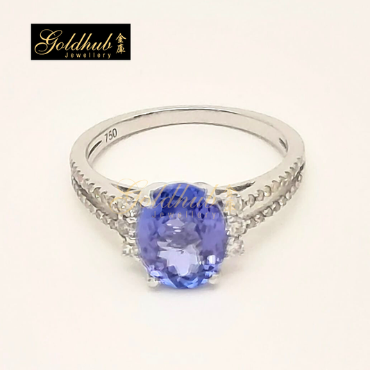 Tanzanite Diamond Ring in White Gold