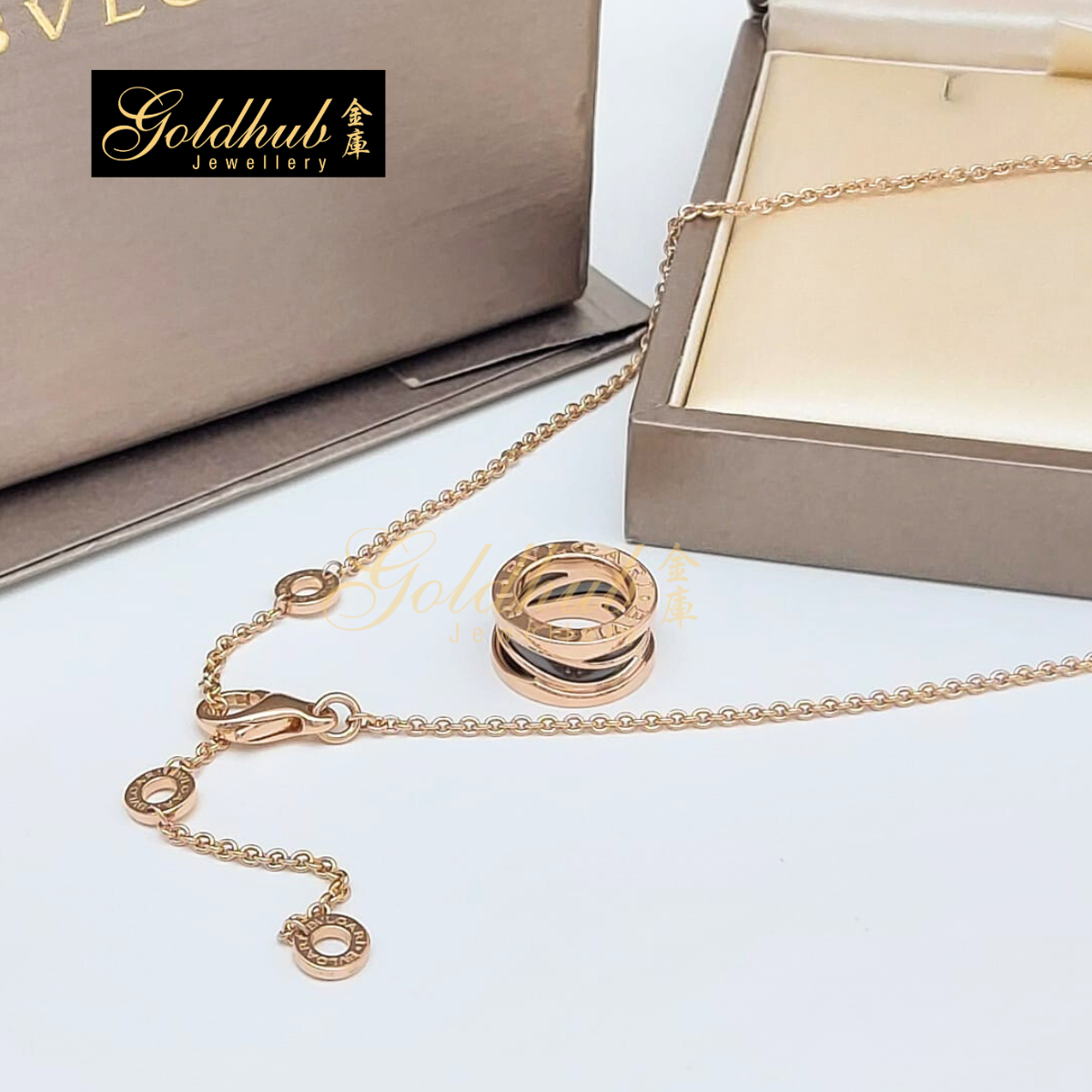 Bvlgari B.zero1 Design Legend Black Ceramic Necklace in Rose Gold
