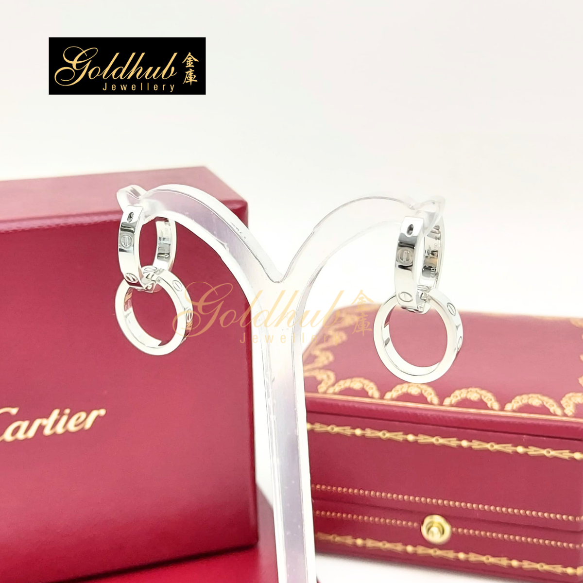 Cartier Love Earrings, Multiwear, Half-paved Diamonds in White Gold