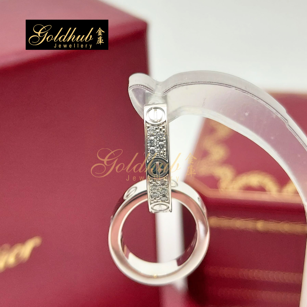 Cartier Love Earrings, Multiwear, Half-paved Diamonds in White Gold