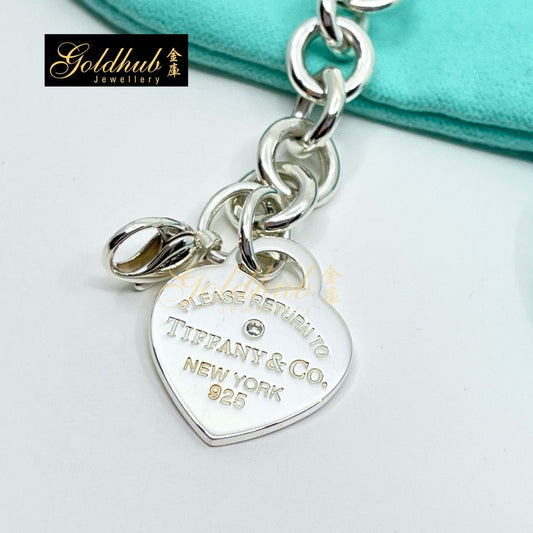 Tiffany & Co Return to Tiffany Heart Tag Bracelet, 1 Diamond in Silver
