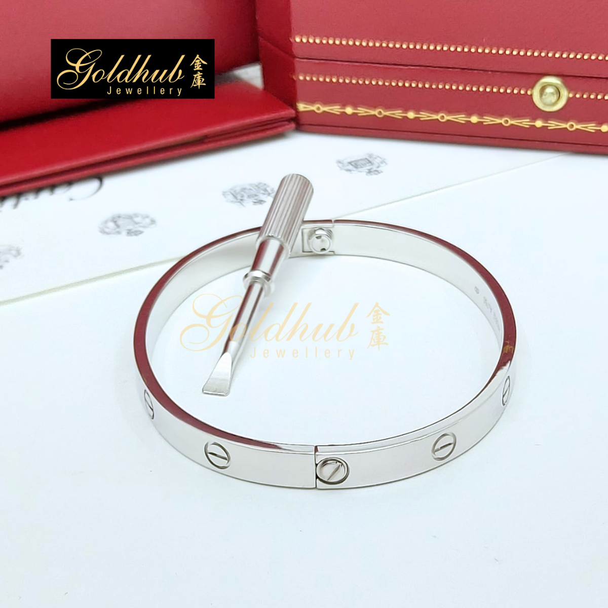 Cartier Love Bracelet, Classic Model in White Gold Size 19