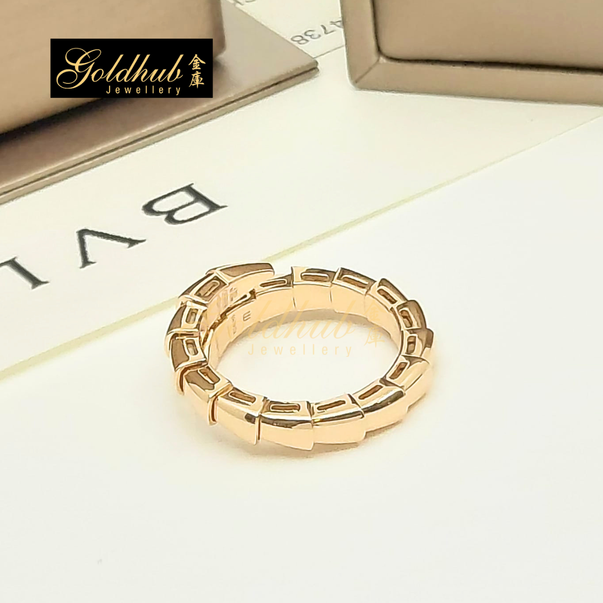 Bvlgari Serpenti Viper one-coil Ring in Rose Gold, Size M
