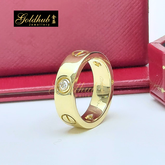 Cartier Love Ring, Classic Model, 3 Diamonds in Yellow Gold, Size 50