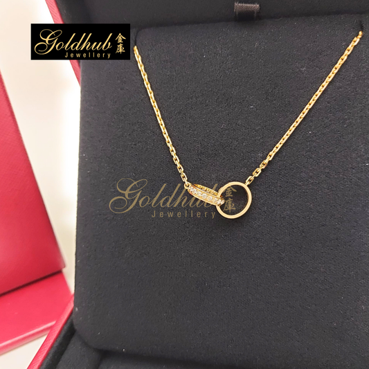 Cartier Love Pendant, Half-Paved Diamond Necklace in Rose Gold