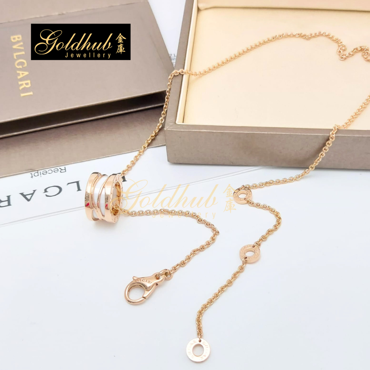 [Reserved] Bvlgari B.zero1 Design Legend White Ceramic Necklace in Rose Gold