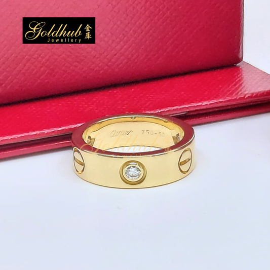Cartier Love Ring, Classic Model, 3 Diamonds in Yellow Gold, Size 50