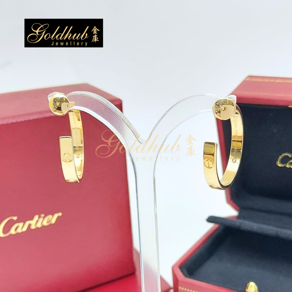 Cartier LOVE Hoop Earrings, Medium Model, 6 Diamonds in Rose Gold