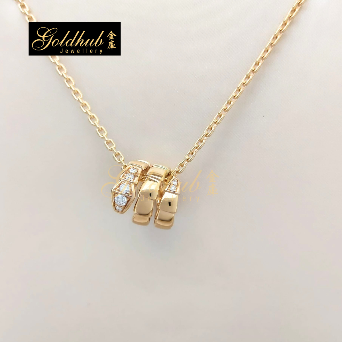 Bulgari Serpenti Viper Necklace, Pave Diamonds on the head and tail in Rose Gold