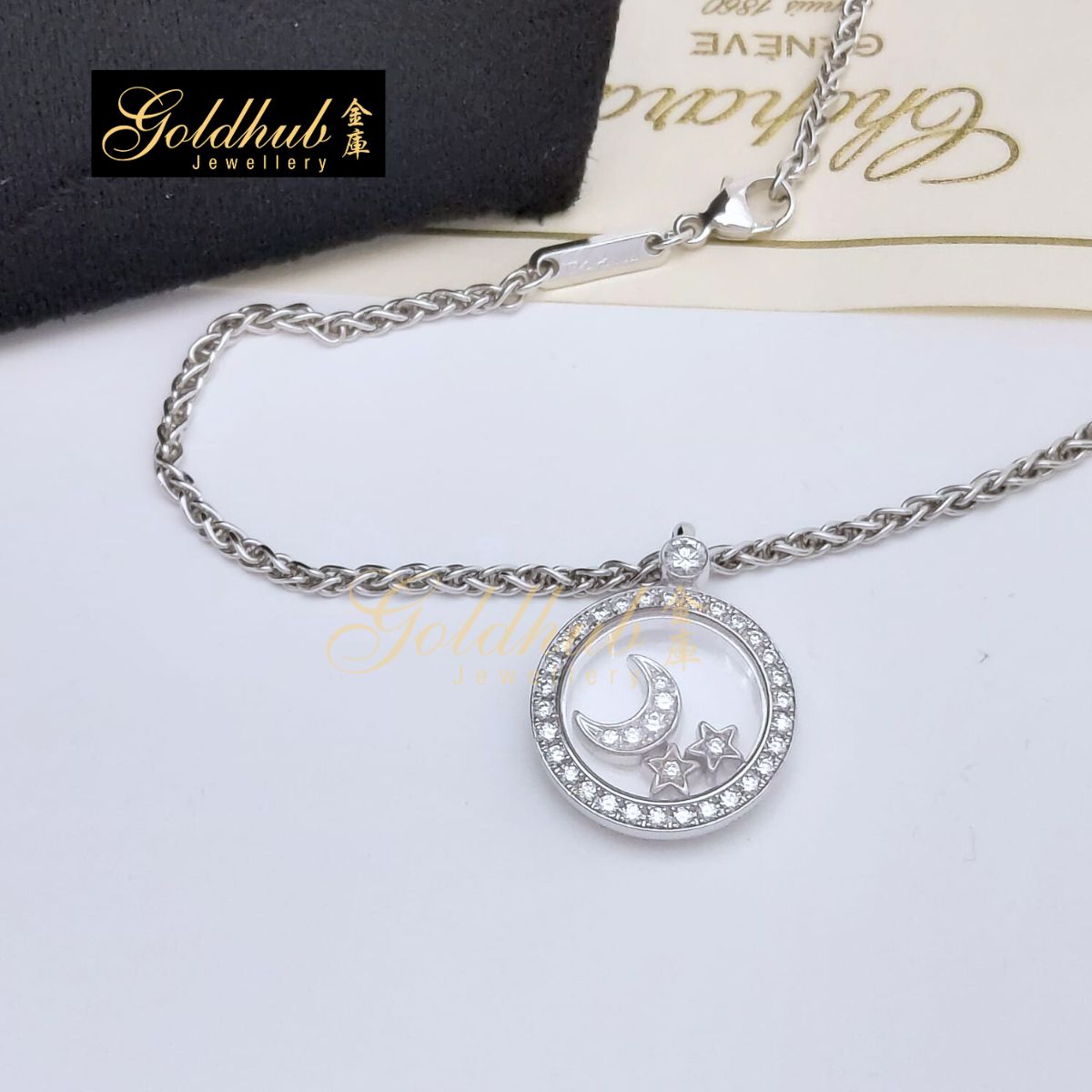 Chopard Happy Diamonds Necklace, Happy Sun and Stars in White Gold