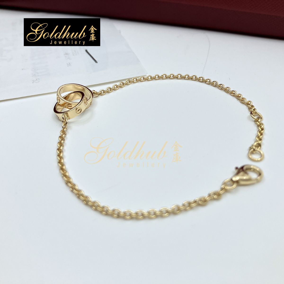 Cartier Love Bracelet on Chain in Yellow Gold, 18cm
