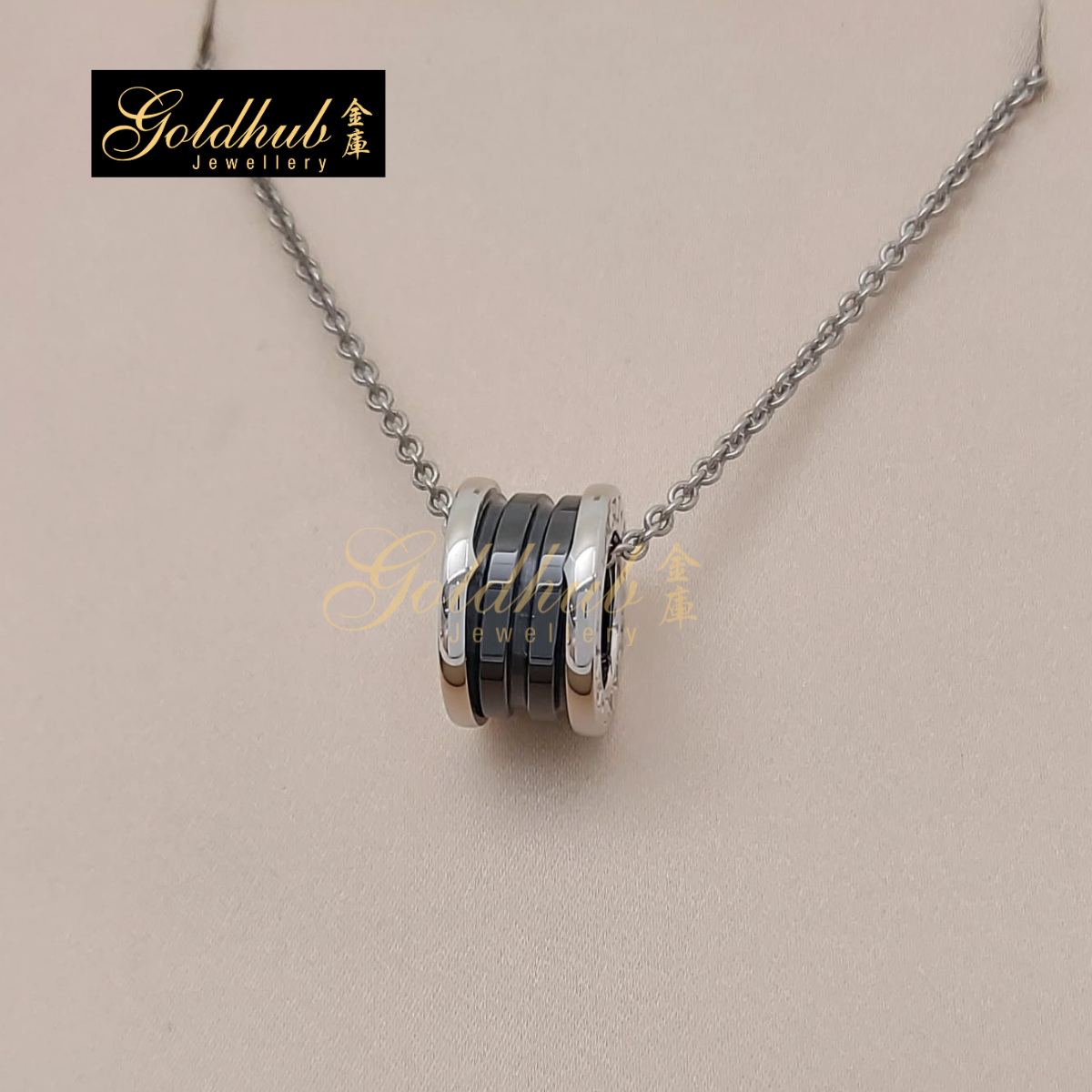 Bulgari Save the Children Necklace, Black Ceramic in Sterling Silver