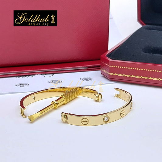 Cartier Love Bracelet, Classic Model, 4 Diamonds in Yellow Gold, Size 15