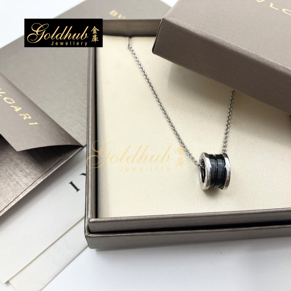 Bulgari Save the Children Necklace, Black Ceramic in Silver