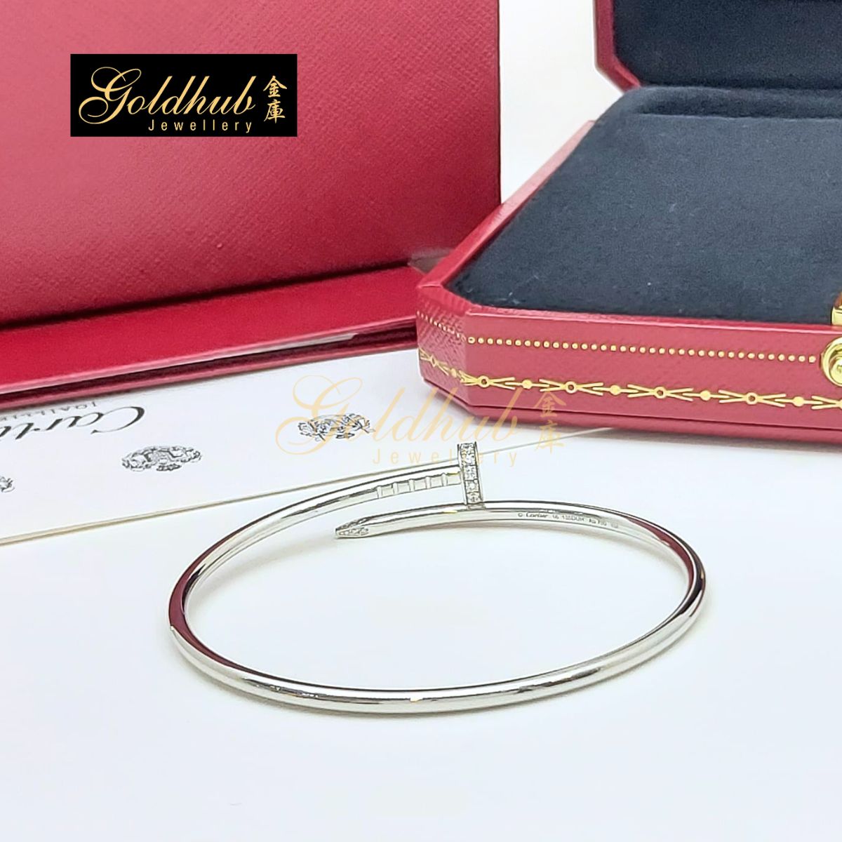 Cartier Juste Un Clou Bracelet, Small Model, Diamonds in White Gold, Size 16