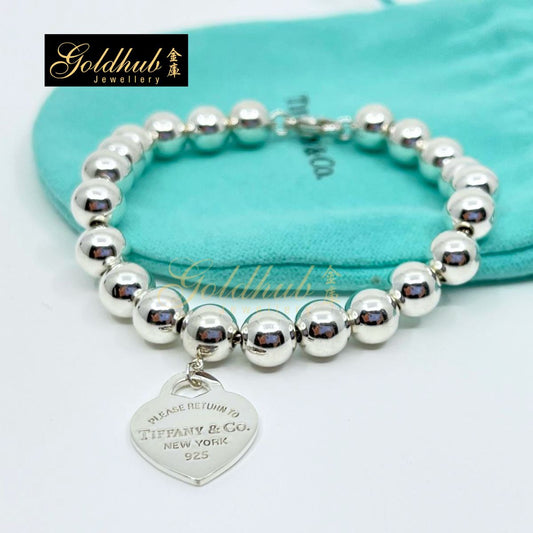 Tiffany & Co Return to Tiffany Heart Tag Bracelet, Bead 8mm in Silver