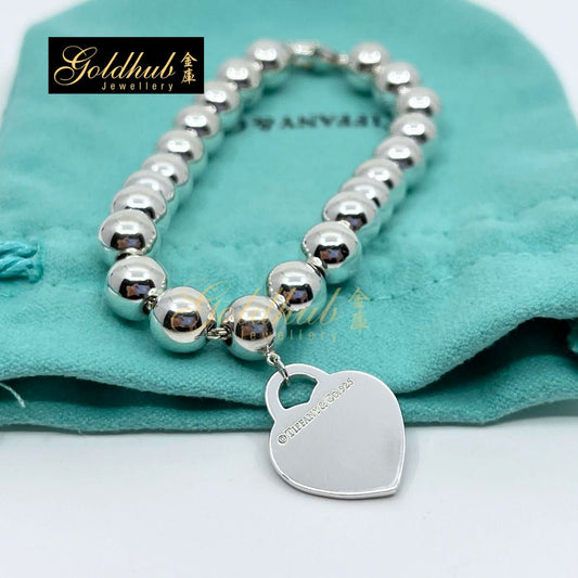 Tiffany & Co Return to Tiffany Heart Tag Bracelet, Bead 8mm in Silver