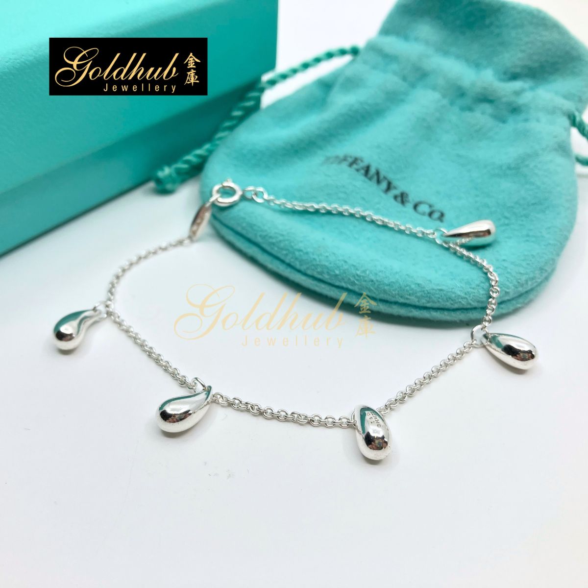Tiffany & Co Elsa Peretti 5 Teardrop Bracelet in Silver